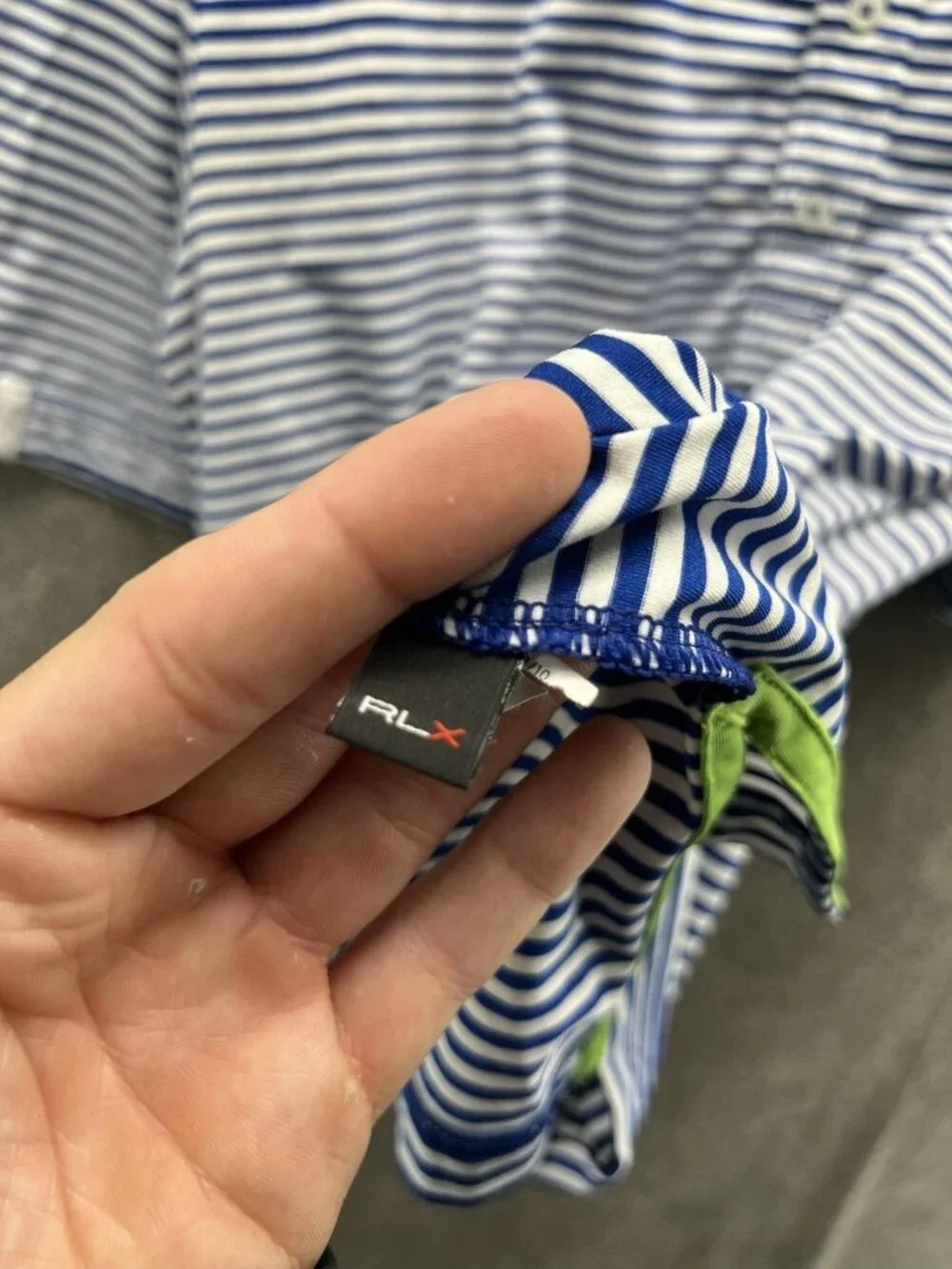 RLX Ralph Lauren Polo Shirt Mens XL Blue Striped Golf Performance Wicking